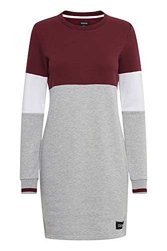 OXMO Omila Damen Sweatkleid Freizeitkleid Kleid Langarm Regular Fit, Größe:XXL, Farbe:Wine Red (191526) von OXMO