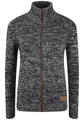 OXMO OXPhenix Damen Strickjacke Grobstrick Cardigan Strickcardigan mit Stehkragen, Größe:L, Farbe:Black (799000) von OXMO