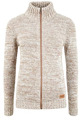 OXMO OXPhenix Damen Strickjacke Grobstrick Cardigan Strickcardigan mit Stehkragen, Größe:L, Farbe:Dune (795409) von OXMO