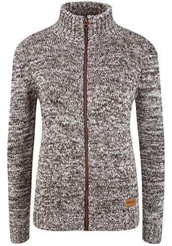 OXMO OXPhenix Damen Strickjacke Grobstrick Cardigan Strickcardigan mit Stehkragen Reißverschluss 100% Baumwolle Regular fit, Größe:S, Farbe:Coffee BEA (795973) von OXMO