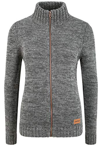 OXMO OXPhenix Damen Strickjacke Grobstrick Cardigan Strickcardigan mit Stehkragen, Größe:XL, Farbe:Dark Grey (792890) von OXMO