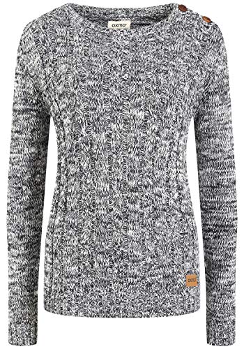 OXMO OXPhia Damen Strickpullover Grobstrick Pullover mit Rundhals-Ausschnitt 100% Baumwolle Regular fit, Größe:L, Farbe:Insignia B (791991) von OXMO