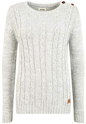 OXMO OXPhia Damen Strickpullover Grobstrick Pullover mit Rundhals-Ausschnitt 100% Baumwolle Regular fit, Größe:L, Farbe:LIG Grey M (798242) von OXMO