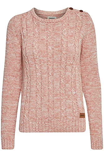 OXMO OXPhia Damen Strickpullover Grobstrick Pullover mit Rundhals-Ausschnitt 100% Baumwolle Regular fit, Größe:XL, Farbe:Powder Rose (795178) von OXMO