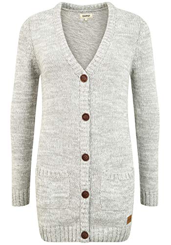 OXMO Philemona Damen Lange Strickjacke Grobstrick Cardigan Longstrickjacke, Größe:L, Farbe:LIG Grey M (798242) von OXMO