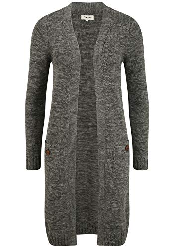 OXMO Philetta Damen Lange Strickjacke Grobstrick Cardigan Longstrickjacke, Größe:L, Farbe:Dark Grey (792890) von OXMO