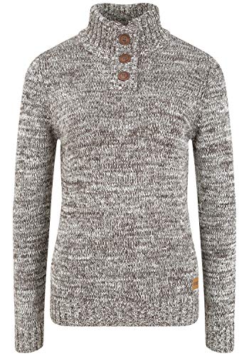 OXMO OXPhilicita Damen Strickpullover Troyer Grobstrick Pullover 100% Baumwolle Regular fit, Größe:M, Farbe:Coffee BEA (795973) von OXMO