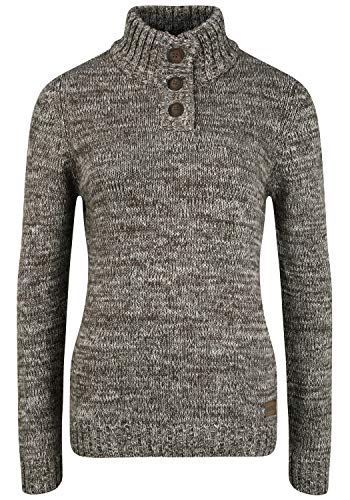 OXMO OXPhilicita Damen Strickpullover Troyer Grobstrick Pullover 100% Baumwolle Regular fit, Größe:S, Farbe:Dark Grey (792890) von OXMO