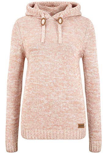 OXMO Philla Damen Strickpullover Kapuzenpullover Grobstrick Pullover mit Kapuze 100% Baumwolle Regular fit, Größe:M, Farbe:Powder ROS (795178) von OXMO