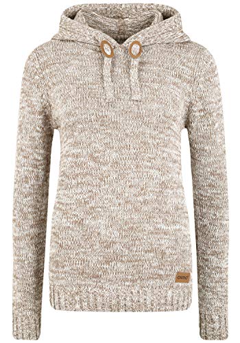 OXMO Philla Damen Strickpullover Kapuzenpullover Grobstrick Pullover mit Kapuze 100% Baumwolle Regular fit, Größe:XS, Farbe:Dune (795409) von OXMO