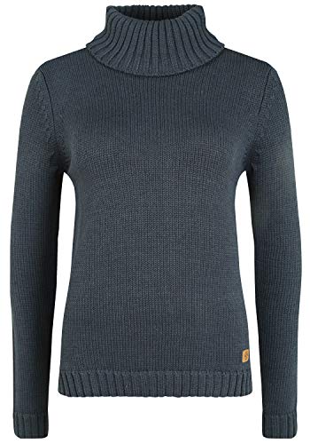 OXMO OXPIA Damen Rollkragenpullover Pullover mit Rollkragen Reißverschluss Baumwollmischung Regular fit, Größe:L, Farbe:INS BL Mel (7989915) von OXMO