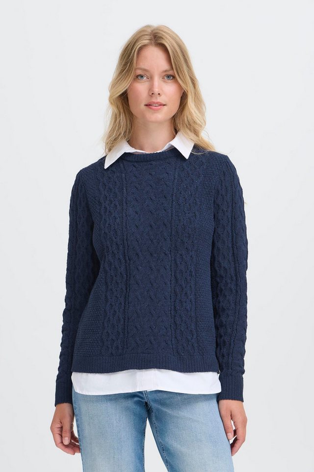 OXMO Strickpullover OXFSANVI PU 1 Modischer Strickpullover mit integrierter Bluse von OXMO