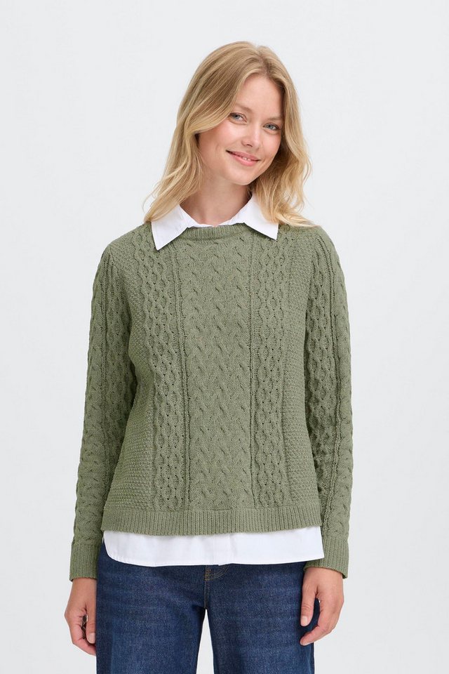 OXMO Strickpullover OXFSANVI PU 1 Modischer Strickpullover mit integrierter Bluse von OXMO