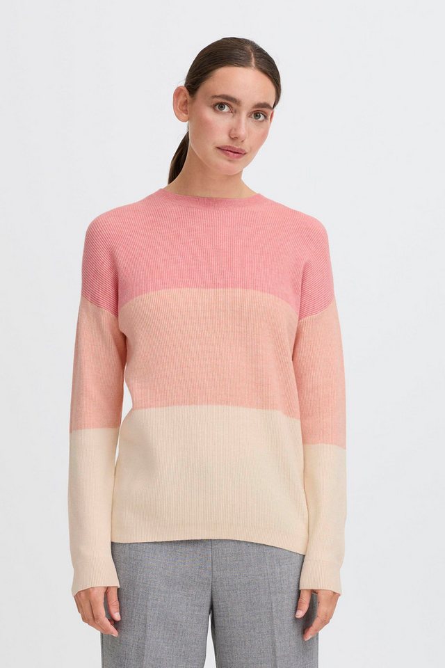 OXMO Strickpullover OXIMANNY LS Gerippter Feinstrick-Pullover in Colorblock-Optik von OXMO