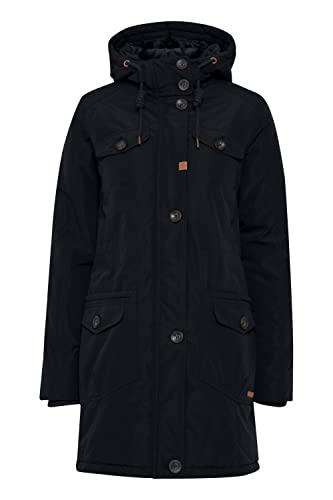 OXMO Tala Damen Wintermantel Parka Mantel gefüttert mit hochabschließendem Kragen, Größe:L, Farbe:Black (194007) von OXMO