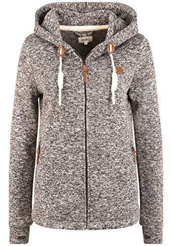 OXMO Thory Damen Fleecejacke Sweatjacke Jacke mit Kapuze, Größe:XS, Farbe:COFFEE BEA (795973) von OXMO