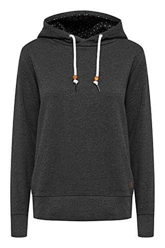 OXMO Ulrika Damen Kapuzenpullover Hoodie Pullover mit Kapuze, Größe:L, Farbe:Dark Grey Melange (201147) von OXMO