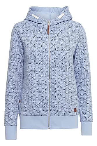 OXMO Vendela Damen Sweatjacke Cardigan Sweatshirtjacke mit Kapuze, Größe:L, Farbe:Brunnera Blue (163922) von OXMO