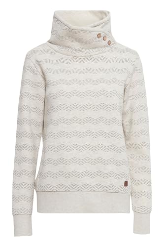 OXMO OXVernita Damen Pullover Sweater Sweatshirt mit Tubeneck Rippbünchen Baumwollmischung Regular fit, Größe:M, Farbe:Oyster Grey Melange (201144) von OXMO