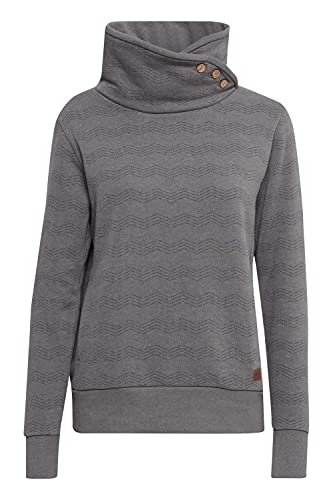 OXMO OXVernita Damen Pullover Sweater Sweatshirt mit Tubeneck Rippbünchen Baumwollmischung Regular fit, Größe:S, Farbe:Medium Grey Melange (201146) von OXMO