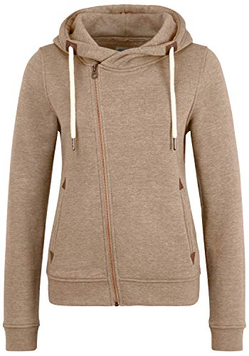 OXMO Vicky Damen Sweatjacke Kapuzenjacke Hoodie mit Kapuze, Größe:L, Farbe:Sand MELAN (7984093) von OXMO