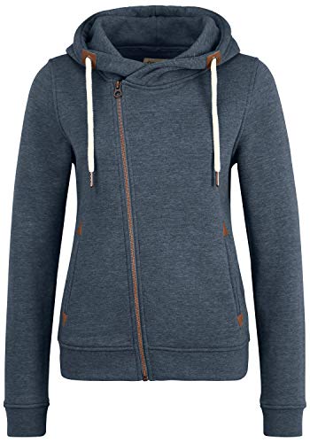 OXMO OXVicky Sweat Zip-Hoodie Damen Sweatjacke Kapuzenjacke Hoodie mit Kapuze Kordel Reißverschluss Eingrifftaschen Regular fit, Größe:S, Farbe:INS BL Mel (7989915) von OXMO
