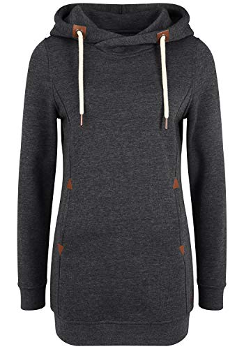 OXMO Vicky Hood Long Damen Kapuzenpullover Hoodie Pullover mit Kapuze, Größe:M, Farbe:DAR Grey M (798288) von OXMO