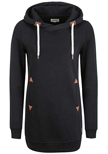 OXMO Vicky Hood Long Damen Kapuzenpullover Hoodie Pullover mit Kapuze, Größe:S, Farbe:Black (799000) von OXMO