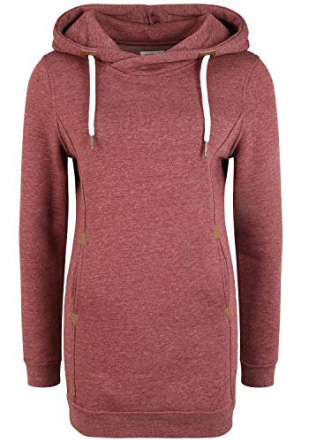 OXMO Vicky Hood Long Damen Kapuzenpullover Hoodie Pullover mit Kapuze, Größe:XL, Farbe:Wine R Mel (7989853) von OXMO