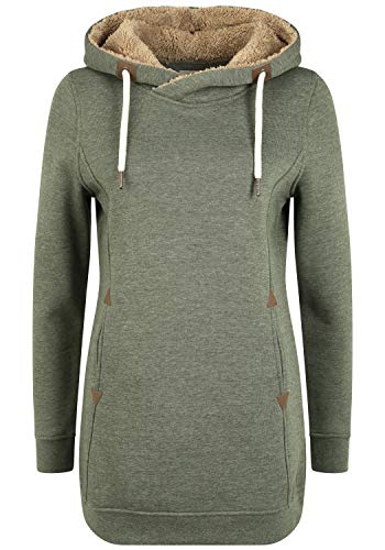 OXMO Vicky Pile Hood Long Damen Langer Kapuzenpullover Hoodie Pullover Mit Kapuze Und Teddy-Futter, Größe:S, Farbe:CLI IV PI (7987852) von OXMO
