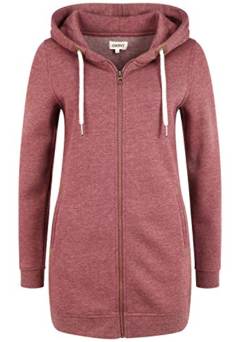 OXMO OXVicky Straight Sweat Zip-Hoodie Damen Sweatjacke Kapuzenjacke Hoodie mit Kapuze Kordel Eingrifftaschen Regular fit, Größe:XS, Farbe:Wine R Mel (7989853) von OXMO