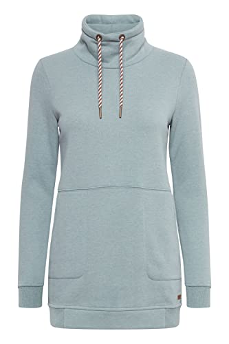 OXMO Vilma Damen Sweatshirt Pullover Sweater mit High-Neck Ausschnitt, Größe:S, Farbe:Goblin Blue Melange (1840111) von OXMO