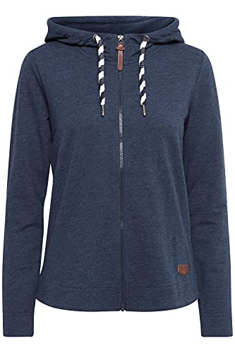 OXMO Wanda Damen Sweatjacke Cardigan Sweatshirtjacke mit Kapuze, Größe:L, Farbe:INS BL Mel (7989915) von OXMO