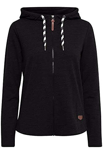 OXMO Wanda Damen Sweatjacke Cardigan Sweatshirtjacke mit Kapuze, Größe:M, Farbe:Black (799000) von OXMO