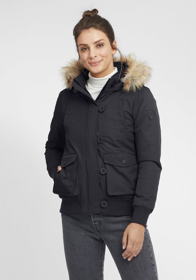 OXMO Winterjacke OXAcila Wattierte Winterjacke mit Kapuze und abnehmbarem Kunstfellkragen von OXMO