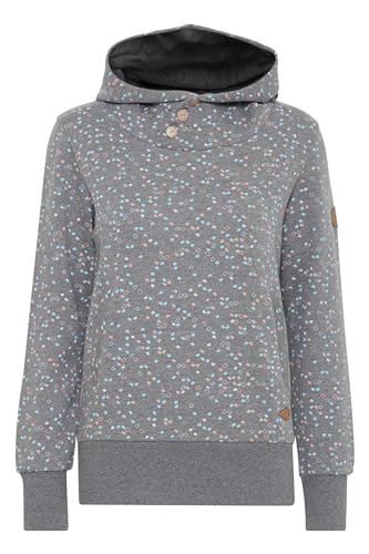 OXMO by OXBeate Damen Sweater Sweatshirt Pullover mit Kapuze Kängurutasche Rippbündchen Regular fit, Größe:XL, Farbe:Medium Grey Melange (201146) von OXMO
