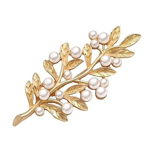 Broschen Brosche Kreative Blätter Perlenbrosche Damen Geschenk Schmuck Schal Schal Clip Dekoration Kleidung Zubehör Anstecknadel for Frauen Anstecknadeln(Gold) von OXOAMP
