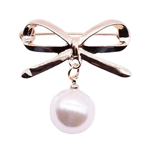 Broschen Brosche Kreative Schleife Perlenbrosche Damen Geschenk Schmuck Schal Schal Clip Kleidung Dekoration Anstecknadel for Frauen Anstecknadeln von OXOAMP