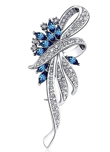 Broschen Brosche Mode Kristall Brosche Elegante Bauhinia Broschen Revers Pin Strass Broschen Corsage Hochzeit Schmuck Frauen Pin Anstecknadeln(Blue) von OXOAMP