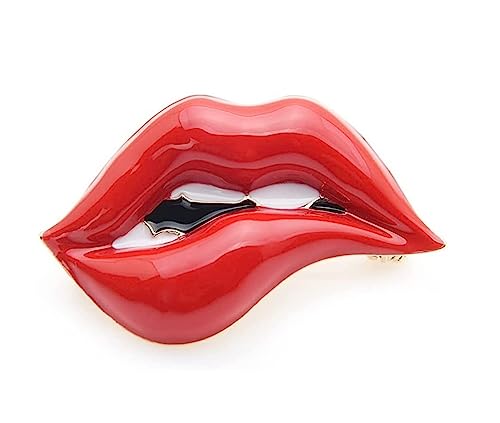 Broschen Brosche Rote Lippen Emaille Broschen Frauen Männer Party Bankett Legierung Brosche Pins Mädchen Hüte Taschen Accessoires Pin for Frauen Anstecknadeln von OXOAMP
