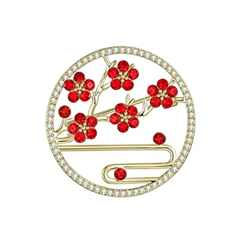 Broschen Brosche Rote Pflaumenbrosche Frauen Kreative Runde Brosche Temperament Anzug Retro Pin Kleidung Zubehör Pin for Frauen Anstecknadeln von OXOAMP
