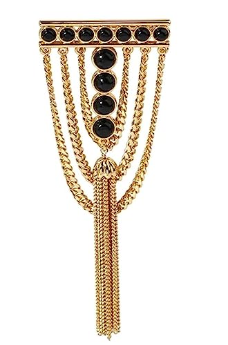 Broschen Brosche Schwarze Achatbrosche mit Quaste Hängende Kette Mantel Anzugnadel Hemd Herren und Damen Accessoires Anstecknadel for Damen Anstecknadeln von OXOAMP