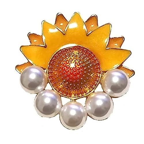 Broschen Brosche Sonnenblumen-Perlenbroschen Damen-Accessoires Kragenclips Schalclip Anstecker Blumenkranz Brosche Anstecknadel for Frauen Anstecknadeln von OXOAMP