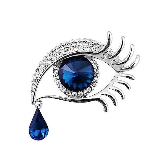 Broschen Hochwertige, persönlichkeitsstarke Brosche mit Engelsträne und Strasssteinen, mit Nadel, bedeckter Schal-Clip for Damen Anstecknadeln(Blue) von OXOAMP