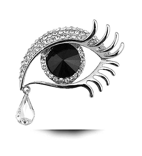 Broschen Hochwertige, persönlichkeitsstarke Brosche mit Engelsträne und Strasssteinen, mit Nadel, bedeckter Schal-Clip for Damen Anstecknadeln(Noir) von OXOAMP