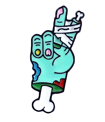 Broschen Totenkopf Hand Brosche Anstecknadel Emaille Anstecker Damen Shirt Schmuck Deko Geschenk Grün Ausgezeichnete Qualität Anstecknadeln von OXOAMP