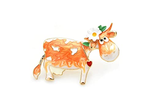 Broschen Tragen Sie Blumen-Vieh-Broschen for Frauen Emaille Kuh Party Brosche Pins Anstecknadeln von OXOAMP
