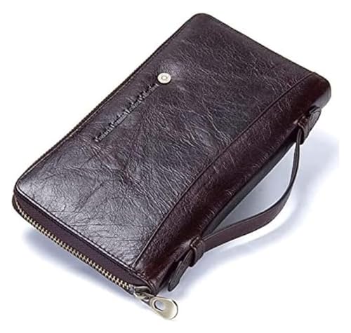 Geldbörsen Brieftasche, Kartenhalter, Herren-Leder-Geldbörsen, langer Stil, großes Fassungsvermögen, Münzfach, kann Kreditkarten-Wechselgeld aufbewahren, reißfest Mode ( Color : Coffee , Size : 20x11c von OXOAMP