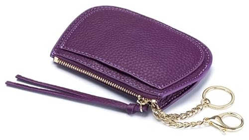 Geldbörsen Brieftasche Einfache Damen-Leder-Geldbörse, tragbar, schlank, Reißverschluss, Kartenhalter, großes Fassungsvermögen, Münzfach mit Schlüsselring, Münzgeldbörsen Mode (Color : Purple) von OXOAMP