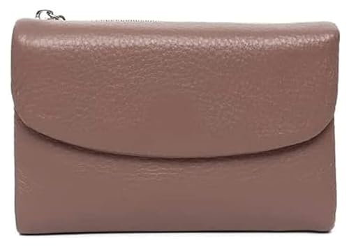 Geldbörsen Brieftasche Kurze Damen-Geldbörse aus Leder, klassisch, dreifach faltbar, Kartenhalter, einfache Klappe, mit Schnappverschluss, Münzgeldbörsen, neues Münzfach, reißfest Mode ( Color : Brown von OXOAMP